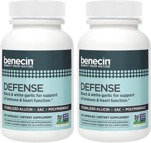 Defense 1500 mcg Stabilized Allicin per Capsule | Plus high Amounts of SAC & Polyphenols from Black Garlic | Powerful Support of Immune & Heart Function Vegetarian Caps (90) in Saudi Arabia