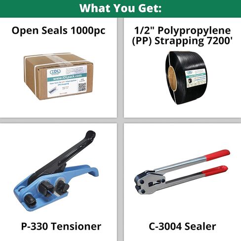 IDL Packaging Industrial 1/2" x 7200' طقم ربط من مادة البولي بروبيلين (PP)، قوة كسر 600 رطل - حل تغليف كامل من البوليستر - ما يكفي من الربط والأختام لـ 1000 استخدام قبل in Saudi Arabia