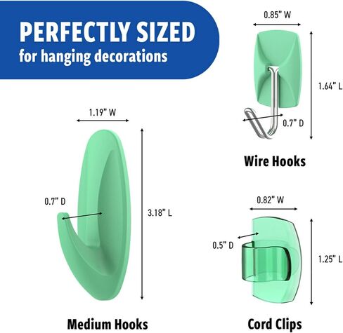 Command Mixed Hooks Pack, 9 Lavender Hooks, 13 strips (2 medium designer hooks, 4 medium indoor strips; 3 small wire hooks, 4 small indoor strips; 4 clear round cord clips, 5 small clear strips) in Saudi Arabia