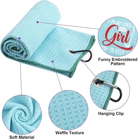 6 Pcs Funny Golf Towel Embroidered Golf Ball Towel Swing Swear Repeat Golf Bag Towel for Golf Bags with Clip Accessories Gifts for Fan (Women) in Saudi Arabia