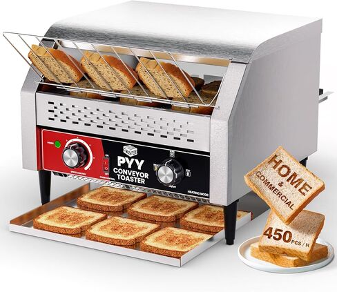 Commercial Conveyor Toaster 450 Slices/Hour, Industrial Electric Conveyer Belt Oven, Heavy Duty Stainless Steel Tostadora Transportadora for Bun Bagel Bread Waffle Restaurant Hotel Buffet 110 Vlots in Saudi Arabia