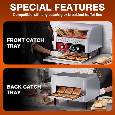 Commercial Conveyor Toaster 450 Slices/Hour, Industrial Electric Conveyer Belt Oven, Heavy Duty Stainless Steel Tostadora Transportadora for Bun Bagel Bread Waffle Restaurant Hotel Buffet 110 Vlots in Saudi Arabia