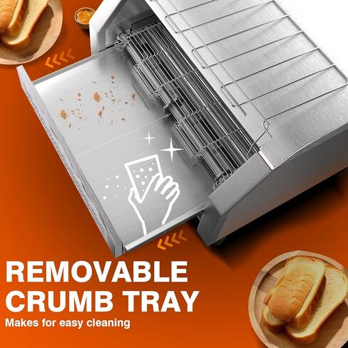 Commercial Conveyor Toaster 450 Slices/Hour, Industrial Electric Conveyer Belt Oven, Heavy Duty Stainless Steel Tostadora Transportadora for Bun Bagel Bread Waffle Restaurant Hotel Buffet 110 Vlots in Saudi Arabia