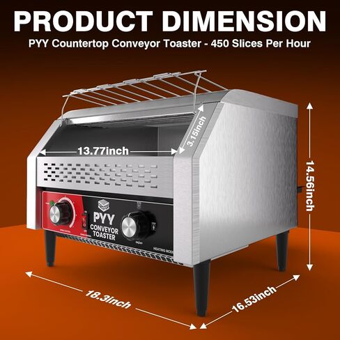 Commercial Conveyor Toaster 450 Slices/Hour, Industrial Electric Conveyer Belt Oven, Heavy Duty Stainless Steel Tostadora Transportadora for Bun Bagel Bread Waffle Restaurant Hotel Buffet 110 Vlots in Saudi Arabia