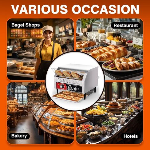 Commercial Conveyor Toaster 450 Slices/Hour, Industrial Electric Conveyer Belt Oven, Heavy Duty Stainless Steel Tostadora Transportadora for Bun Bagel Bread Waffle Restaurant Hotel Buffet 110 Vlots in Saudi Arabia