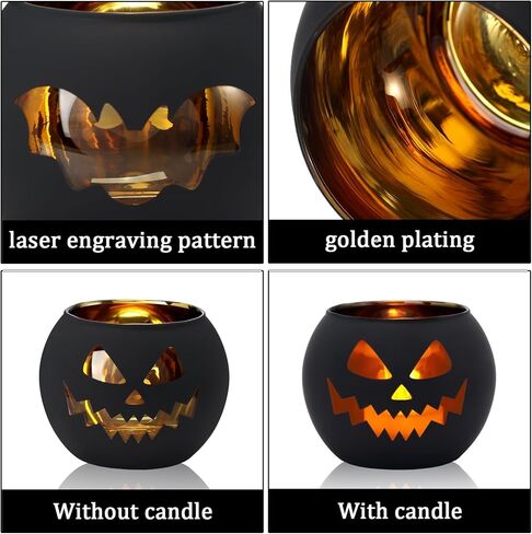 Nefelibata 6 قطع حامل شموع الهالوين مطلي بالزجاج مجموعة حامل شمع أسود قوطي حامل نذري للمنزل عطلة الديكور المركزية فكرة هدية in Kuwait