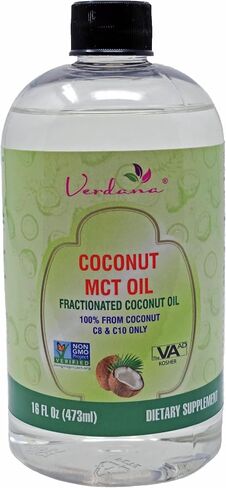 Verdana MCT Oil, Fractionated, 100% from Coconut - Kosher Food Grade, Vegan, NON-GMO - Great for Keto and Paleo Diet - 16 Fl Oz in Kuwait