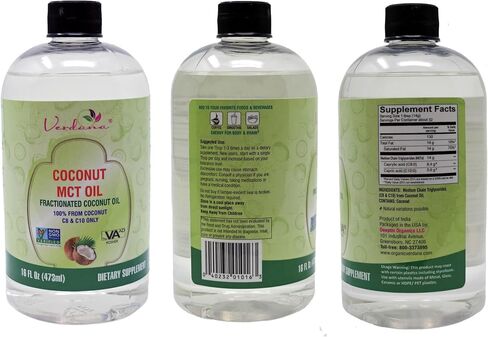 Verdana MCT Oil, Fractionated, 100% from Coconut - Kosher Food Grade, Vegan, NON-GMO - Great for Keto and Paleo Diet - 16 Fl Oz in Kuwait