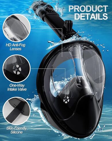 2024 Newest Full Face Snorkel Mask, Snorkeling mask with Dual Exhaust System, Full Face Snorkel Mask Adults with Camera Mount & 180 Panoramic View, Snorkeling Gear for Adults Anti-Leak&Fog in Saudi Arabia