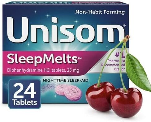 Unisom Quick Sleepmelts مساعد النوم أثناء الليل، الكرز، 24 قطعة (عبوة من 4) in Kuwait