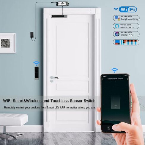 2.4GHz WiFi Access Control 400lb Holding Force Electic Magnetic Door Lock System Kit with Remote and Smartphone app Control, paired with Touchless Sensor Switch (Electric Magnetic Lock kit) in Saudi Arabia