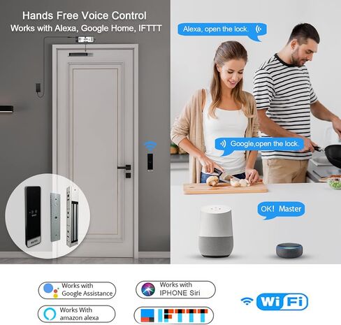 2.4GHz WiFi Access Control 400lb Holding Force Electic Magnetic Door Lock System Kit with Remote and Smartphone app Control, paired with Touchless Sensor Switch (Electric Magnetic Lock kit) in Saudi Arabia