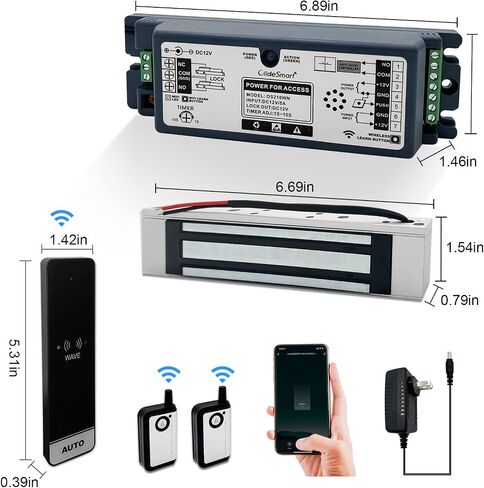 2.4GHz WiFi Access Control 400lb Holding Force Electic Magnetic Door Lock System Kit with Remote and Smartphone app Control, paired with Touchless Sensor Switch (Electric Magnetic Lock kit) in Saudi Arabia
