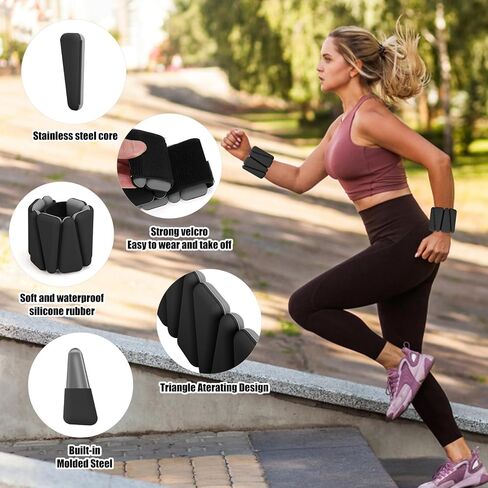 Beyoung Wrist and Ankle Weights for Women Men, Adjustable Workout Weights Set of 2 (1lb Each), Silicone Wrist Perfect for Gym, Yoga, Hiking, Aerobics, Movement in Saudi Arabia