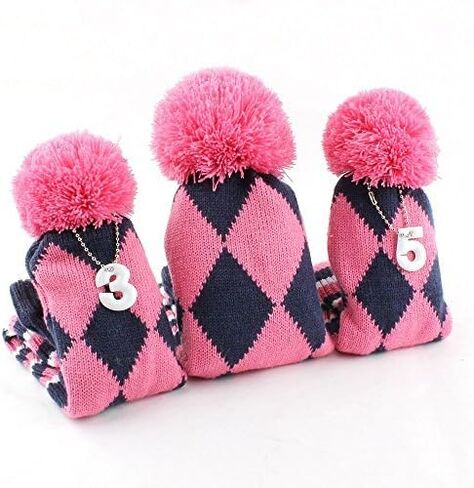 Craftsman Golf Knit Pom Pom 3pcs Headcover Set Vintange Sock Covers for Driver and Woods in Saudi Arabia