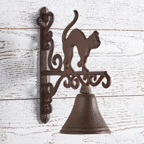 47th & Main Cast Iron Wall Mounted Hanging Bell, 19.69" L x 8.66" W x 10.24" H, Cat in Saudi Arabia