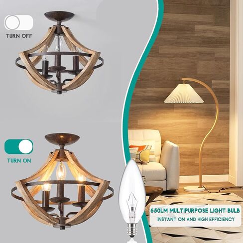 E12 60 Watt Incandescent Candle Light Bulbs, Chandelier Light Bulbs for Ceiling Fan, Vanity, Outdoor - Warm White 2500K, 500 Lumen Dimmable B10 Clear Candelabra Base Bulbs (12 Pack) in Saudi Arabia