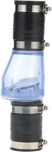 Westinghouse Silent Sump Pump Check Valve, Fits 1-1/2" Pipes, Clear, Spring Loaded Flapper, Eliminates Water Hammer Noise, Includes Steel Clamp - Keep Sump Pumps Quiet in Saudi Arabia