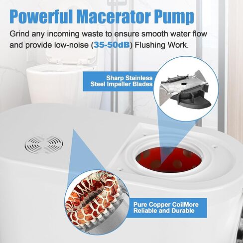 Sink Sewerage Pump, 250W Sewerage Sump Pump Upflush to 22.9ft/7 m with 3 Water Inlets for Basement, Kitchen, Sink, Shower, Bathtub, Laundry, RV Sewage Treatment Pump in Saudi Arabia