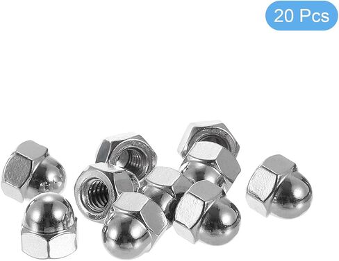 uxcell 1/4"-20 Acorn Cap Nuts, 20Pcs 316 Stainless Steel Dome Cap Head Acorn Nut Hardware Nuts for Bolt Cover, Silvery in Saudi Arabia