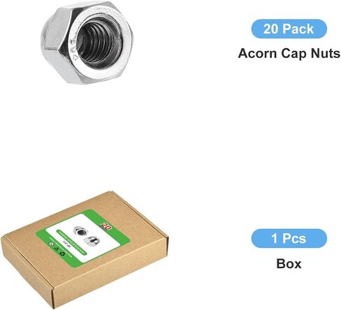 uxcell 1/4"-20 Acorn Cap Nuts, 20Pcs 316 Stainless Steel Dome Cap Head Acorn Nut Hardware Nuts for Bolt Cover, Silvery in Saudi Arabia