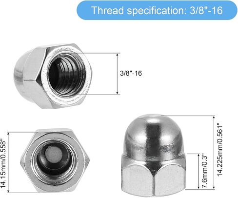 uxcell 1/4"-20 Acorn Cap Nuts, 20Pcs 316 Stainless Steel Dome Cap Head Acorn Nut Hardware Nuts for Bolt Cover, Silvery in Saudi Arabia