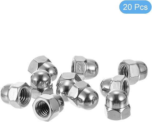 uxcell 1/4"-20 Acorn Cap Nuts, 20Pcs 316 Stainless Steel Dome Cap Head Acorn Nut Hardware Nuts for Bolt Cover, Silvery in Saudi Arabia
