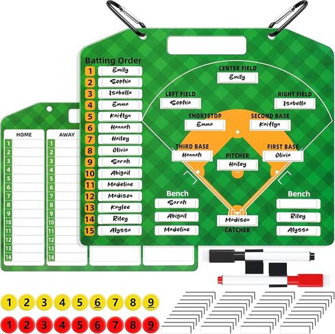 Magnetic Baseball Coach Board,Dry Erase Baseball Lineup Board for Dugout,Baseball Coaching Tactical Clipboard with 40 Lineup Cards and Marker,Tactical Baseball Coaching Board Accessories in Saudi Arabia