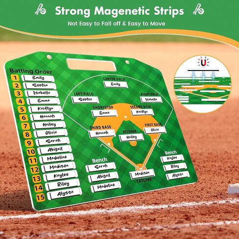 Magnetic Baseball Coach Board,Dry Erase Baseball Lineup Board for Dugout,Baseball Coaching Tactical Clipboard with 40 Lineup Cards and Marker,Tactical Baseball Coaching Board Accessories in Saudi Arabia