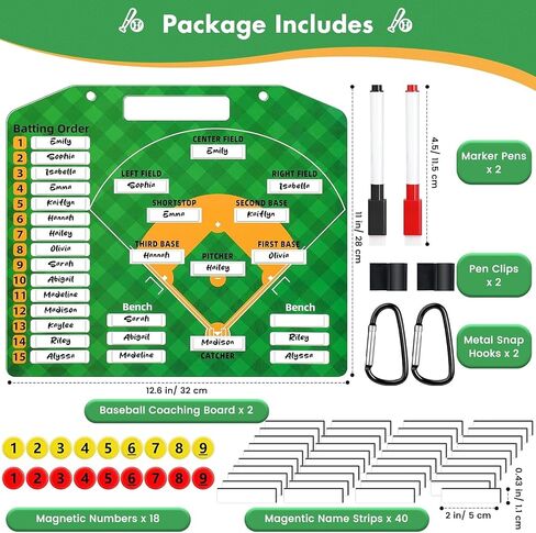 Magnetic Baseball Coach Board,Dry Erase Baseball Lineup Board for Dugout,Baseball Coaching Tactical Clipboard with 40 Lineup Cards and Marker,Tactical Baseball Coaching Board Accessories in Saudi Arabia