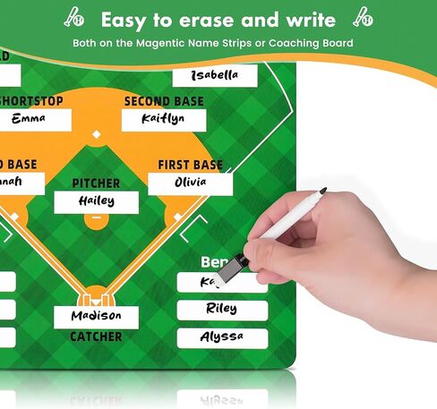 Magnetic Baseball Coach Board,Dry Erase Baseball Lineup Board for Dugout,Baseball Coaching Tactical Clipboard with 40 Lineup Cards and Marker,Tactical Baseball Coaching Board Accessories in Saudi Arabia