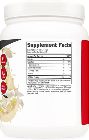Ketologic MCT Oil Powder (1 LB) (Hazelnut Cream) - 40 Servings, Medium Chain Triglycerides Powder Supplement in Saudi Arabia