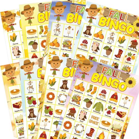 Fall Bingo Game for Kids 24 Players Happy Harvest Thanksgiving Party Game Supply in Saudi Arabia