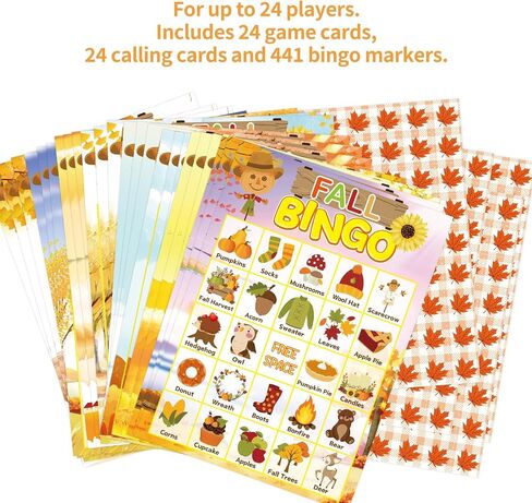 Fall Bingo Game for Kids 24 Players Happy Harvest Thanksgiving Party Game Supply in Saudi Arabia