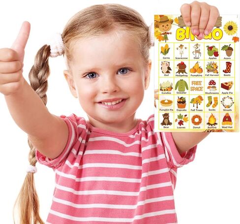 Fall Bingo Game for Kids 24 Players Happy Harvest Thanksgiving Party Game Supply in Saudi Arabia