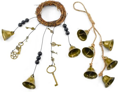 MrMrKura 2PCS Witch Bells for Door Knob for Protection, Witchy Home Decoration Protection Door Hangers Witchcraft Decor Wicca Altar Supplies Clear Negative Energy (Classic Shape) in Saudi Arabia