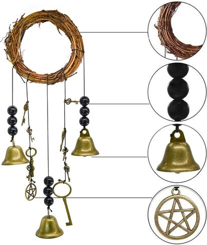 MrMrKura 2PCS Witch Bells for Door Knob for Protection, Witchy Home Decoration Protection Door Hangers Witchcraft Decor Wicca Altar Supplies Clear Negative Energy (Classic Shape) in Saudi Arabia