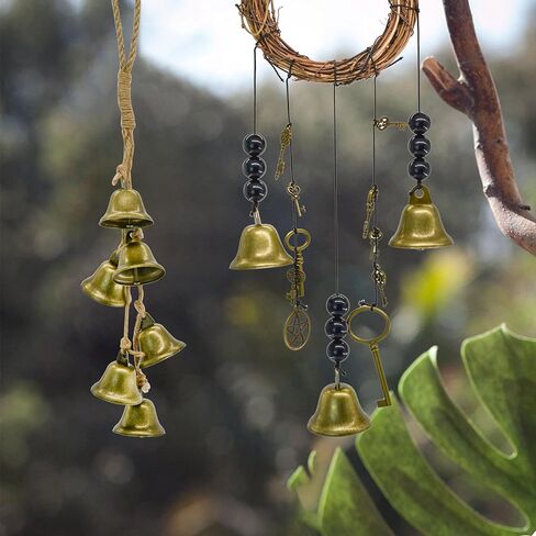 MrMrKura 2PCS Witch Bells for Door Knob for Protection, Witchy Home Decoration Protection Door Hangers Witchcraft Decor Wicca Altar Supplies Clear Negative Energy (Classic Shape) in Saudi Arabia