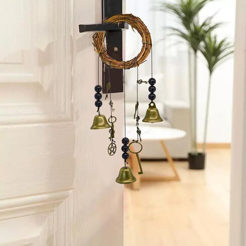 MrMrKura 2PCS Witch Bells for Door Knob for Protection, Witchy Home Decoration Protection Door Hangers Witchcraft Decor Wicca Altar Supplies Clear Negative Energy (Classic Shape) in Saudi Arabia