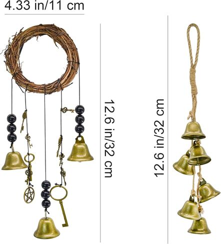 MrMrKura 2PCS Witch Bells for Door Knob for Protection, Witchy Home Decoration Protection Door Hangers Witchcraft Decor Wicca Altar Supplies Clear Negative Energy (Classic Shape) in Saudi Arabia