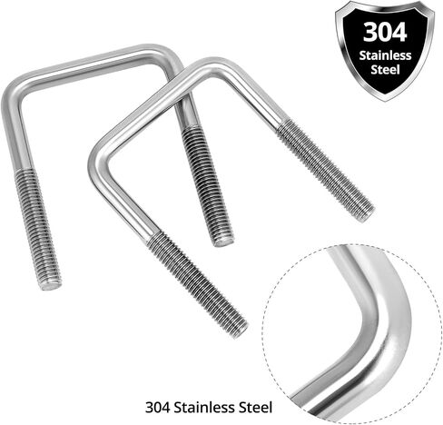 مسامير على شكل حرف U من الفولاذ المقاوم للصدأ QWORK 304 مقاس 1/2 بوصة عمق × 3 1/16 بوصة عرض × 4 5/16 بوصة طول - 4 عبوات من مسامير مقطورة القارب لعوارض وأعمدة مربعة مقاس 3 بوصات مع صواميل وغسالات قفل، للسيارات والبحرية الاستخدام الصناعى in Saudi Arabia