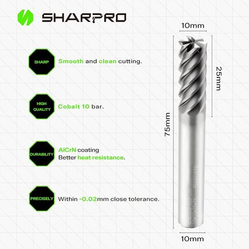 6mm Shank Carbide Square End Mill 6 Flute 6mm Cutting DIA. AlCrN Coated CNC Milling Bit, Apply for Alloy Steel, Stainless Steel, Cast Iron and Aluminum Cutting in Saudi Arabia