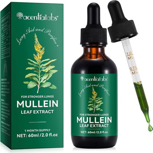 Mullein Leaf Extract Tincture for Better Lung | Mullein Leaf Liquid Extract | Healthy Breathing| Non GMO | Alcohol Free | Vegan | 2 Fl Oz in Saudi Arabia