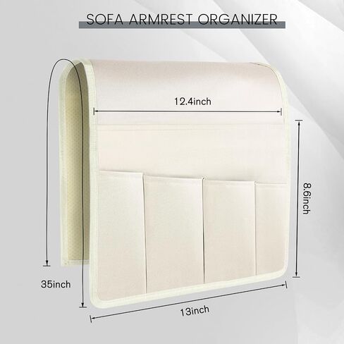 MCPINKY Bedside Storage Organizer, Creamy White Bedside Caddy Couch Caddy for Remote Control Magazine Phone in Saudi Arabia