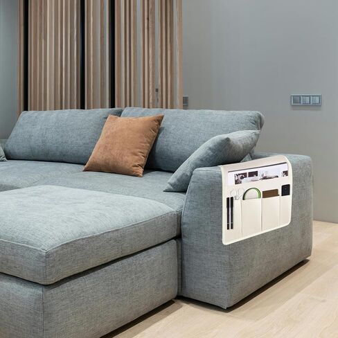 MCPINKY Bedside Storage Organizer, Creamy White Bedside Caddy Couch Caddy for Remote Control Magazine Phone in Saudi Arabia