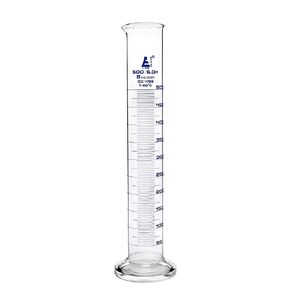 EISCO Graduated Cylinder, 500ml - Class B Tolerance ±5.00ml - Round Base - Blue Graduations - Borosilicate 3.3 Glass