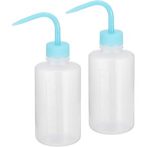 PATIKIL 250ml Wash Bottle, 2pcs Plastic Squeeze Bottle Narrow Mouth Bottle Watering Tools Foam Bottle for Green Soap Cleaning Washing Irrigation, Blue Clear