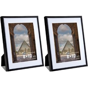 12 x 16 Aluminum Picture Frame, Acrylic Front, Thin Gold Metal Poster Frame - 8.5x11 Mat, Horizontal/Vertical Wall Mount, Wall Hook Included