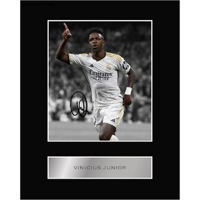 Generic Vinicius Junior RM Pre Printed Signature Signed Mounted Photo Display #11 Printed Autograph Picture 10x8 Inch Mount, black