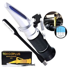 TEKCOPLUS 4-in-1 Antifreeze Refractometer, Coolant Refractometer with ATC for Checking Car Antifreeze System, Glycol, Battery Fluid, Propylene Ethylene, Windshield Fluid, antifreeze freezing point